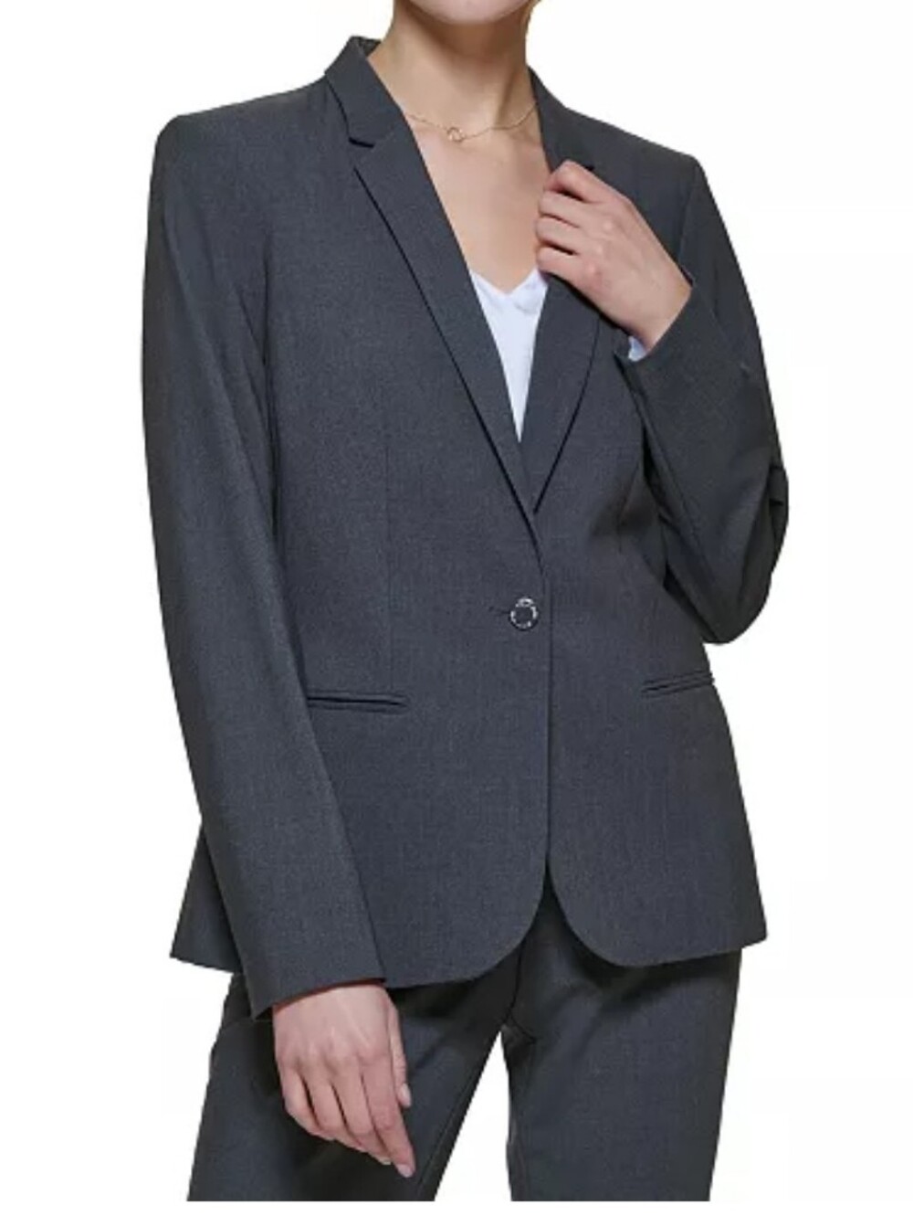 Calvin Klein Blazer Women's Charcoal Gray Single Button Professional Workwear 14